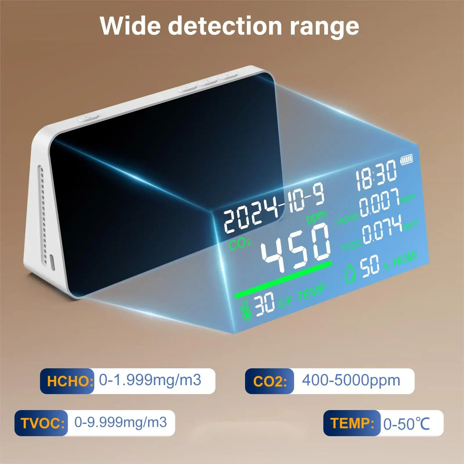 Анализатор качества воздуха 7 в 1 измеритель CO2 HCHO TVOC дата время измерение