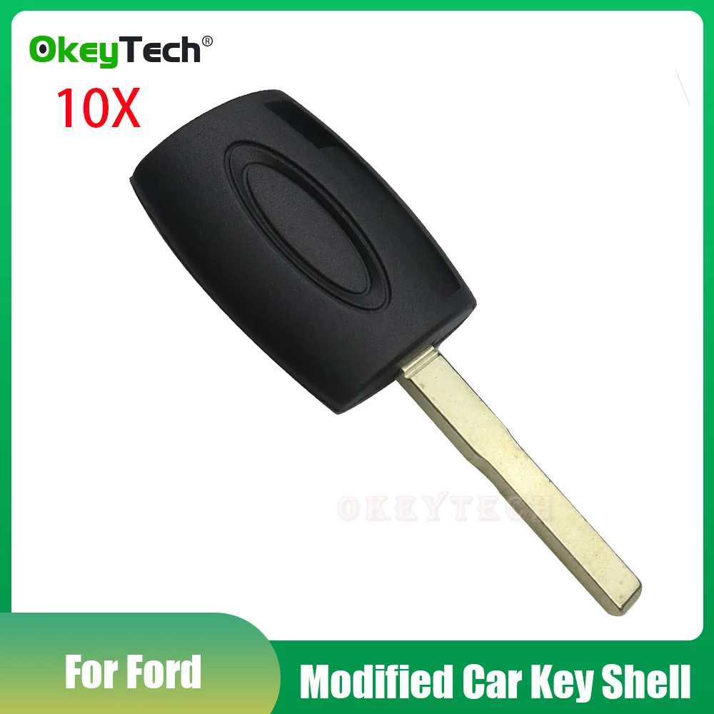 

OkeyTech 10PCS/LOT for Ford Fiesta Mondeo Focus C-Max S-Max Galaxy Kuga New Styling Transponder Key Case HU101 Key Fob Shell