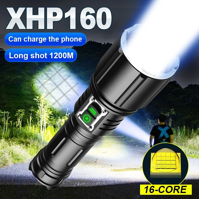 

2022 New 100000 Lumen Bright Light XHP160 LED High Power Flashlight USB 18650 Rechargeable Zoom Outdoor Flashlight