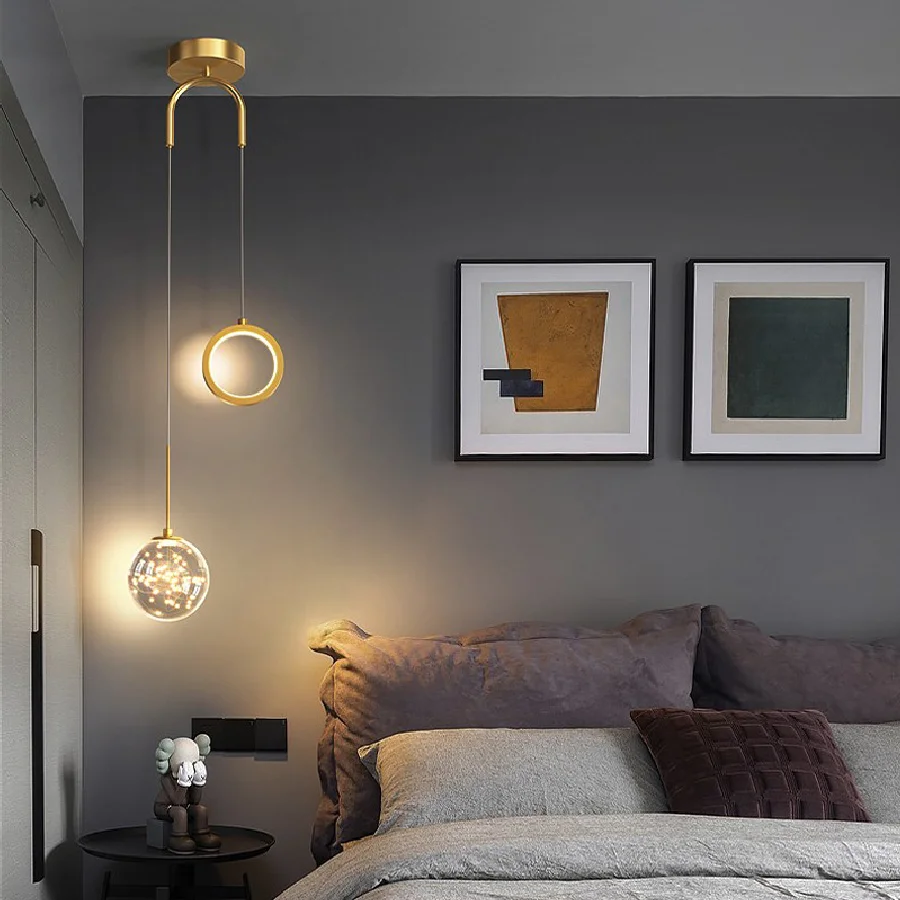 

Bedside Lamp Nordic Modern Minimalist Study Bedroom Room Pendant Lights for Home Living Room Background Wall Decoration Lighting