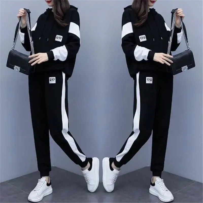 

Women's Tracksuit Clothing Fashion Sports Sweater Suit Autumn Winter 2022 New Loose Hooded Top And Pants two Piece Set For Women