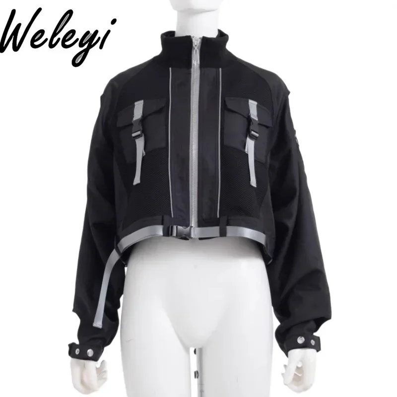 Японская спортивная Светоотражающая куртка в стиле Харадзюку Y2k пальто новая