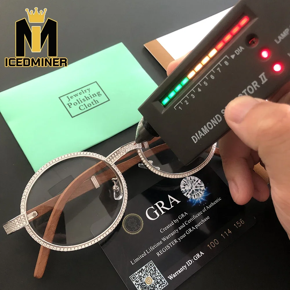 Icedminer очки из муассанита S925 серебряные деревянные для тела женщин и мужчин