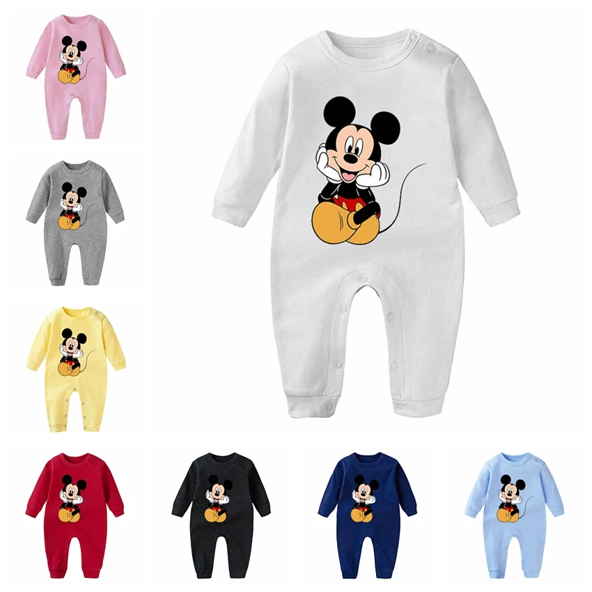 Spring Baby Romper Cartoon Mickey Mouse Print Boy Girl Long Sleeve Jumpsuit Roupas Bebes Infant Clothes Toddler Pajamas Outfit