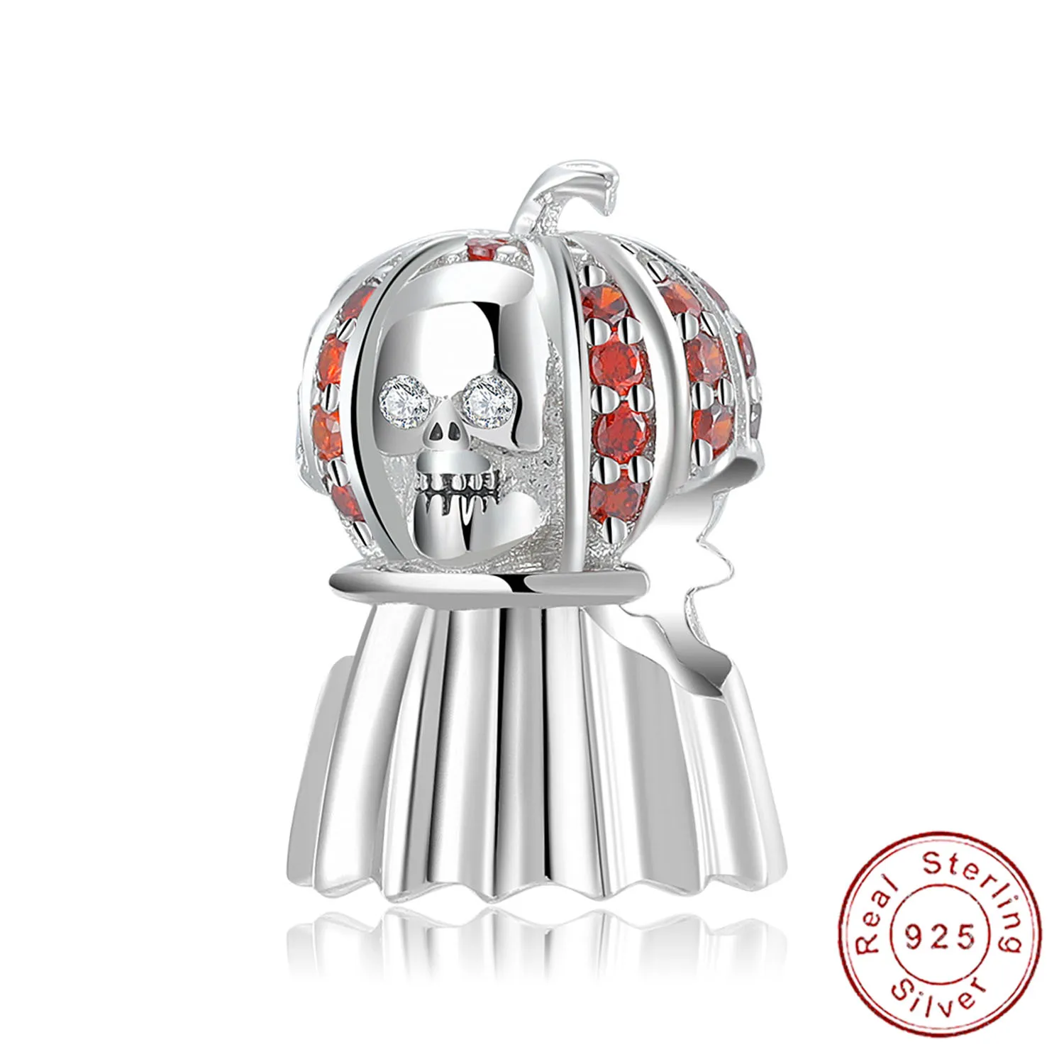

JIALY European S925 Sterling Silver DIY Charm AAA CZ Pumpkin Skull Bead Halloween Fit Original PD Bracelet For Women Jewelry