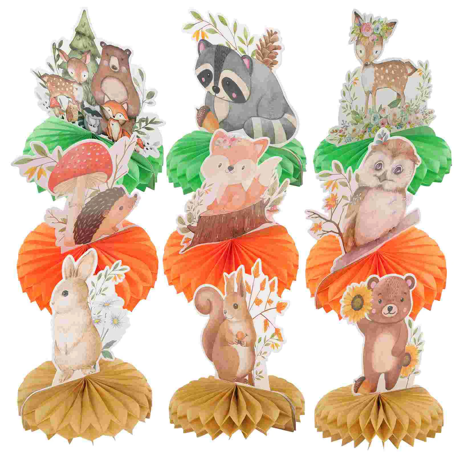 

9 Pcs Baby Decorations Honeycomb Ornaments Woodland Animals Party Paper Birthday