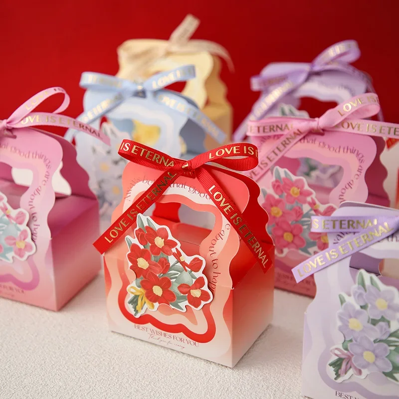 

20 шт/лот креативная портативная Цветочная корзина коробка для свадебных конфет Праздничная маленькая Подарочная Изысканная упаковочная коробка с лентой