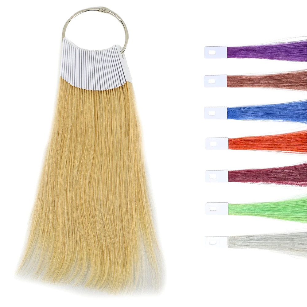 30pcs 100% human Hair Color Rings for Human Hair Extensions and Salon Hair Dyeing Practice hair test For beauty hairdressing