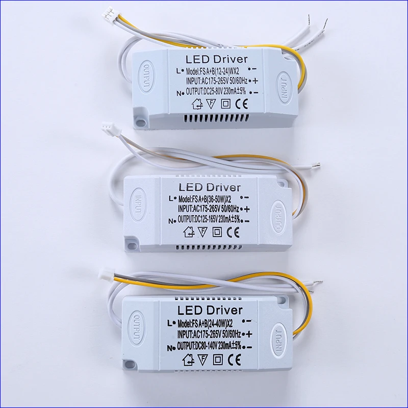 LED Driver 3 colors Adapter For Lighting AC220V Non-Isolating Transformer Ceiling Light 12-24W/24-40W/36-50W