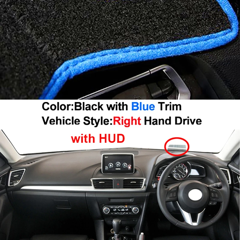 

Чехол на приборную панель автомобиля, коврик для приборной панели, накидка на ковер для Mazda 3 Axela BM BN 2013-2018 с защитой от солнца HUD, внутренний защитный коврик