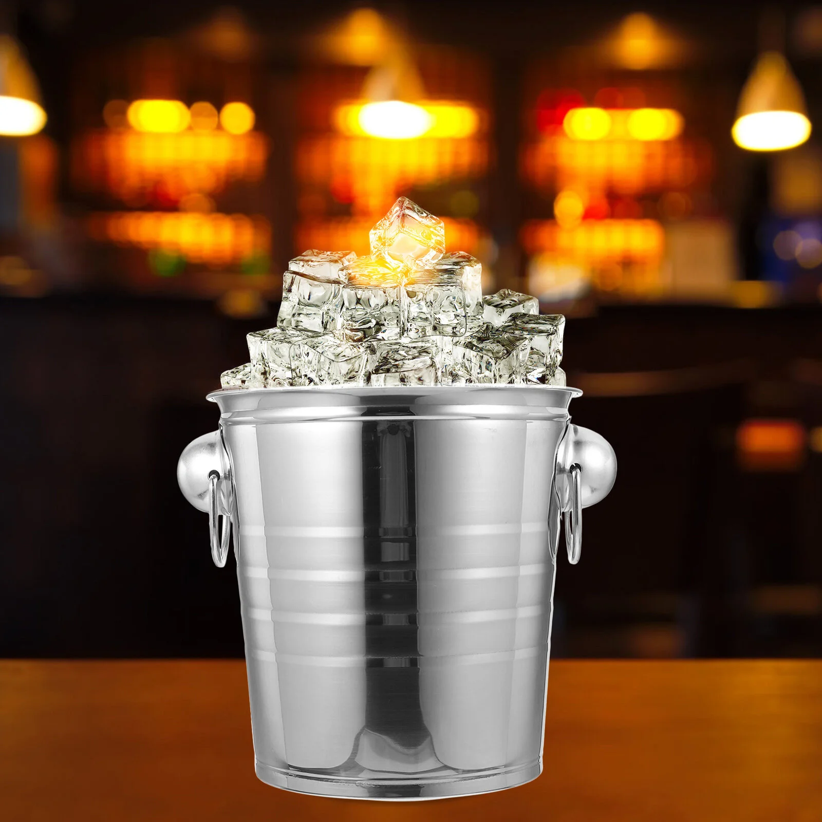 

Stainless Steel Ice Bucket Ice Cube Storage Bucket Multipurpose Chillers For Bottles Bar Double Handles Bottle Chiller 3L
