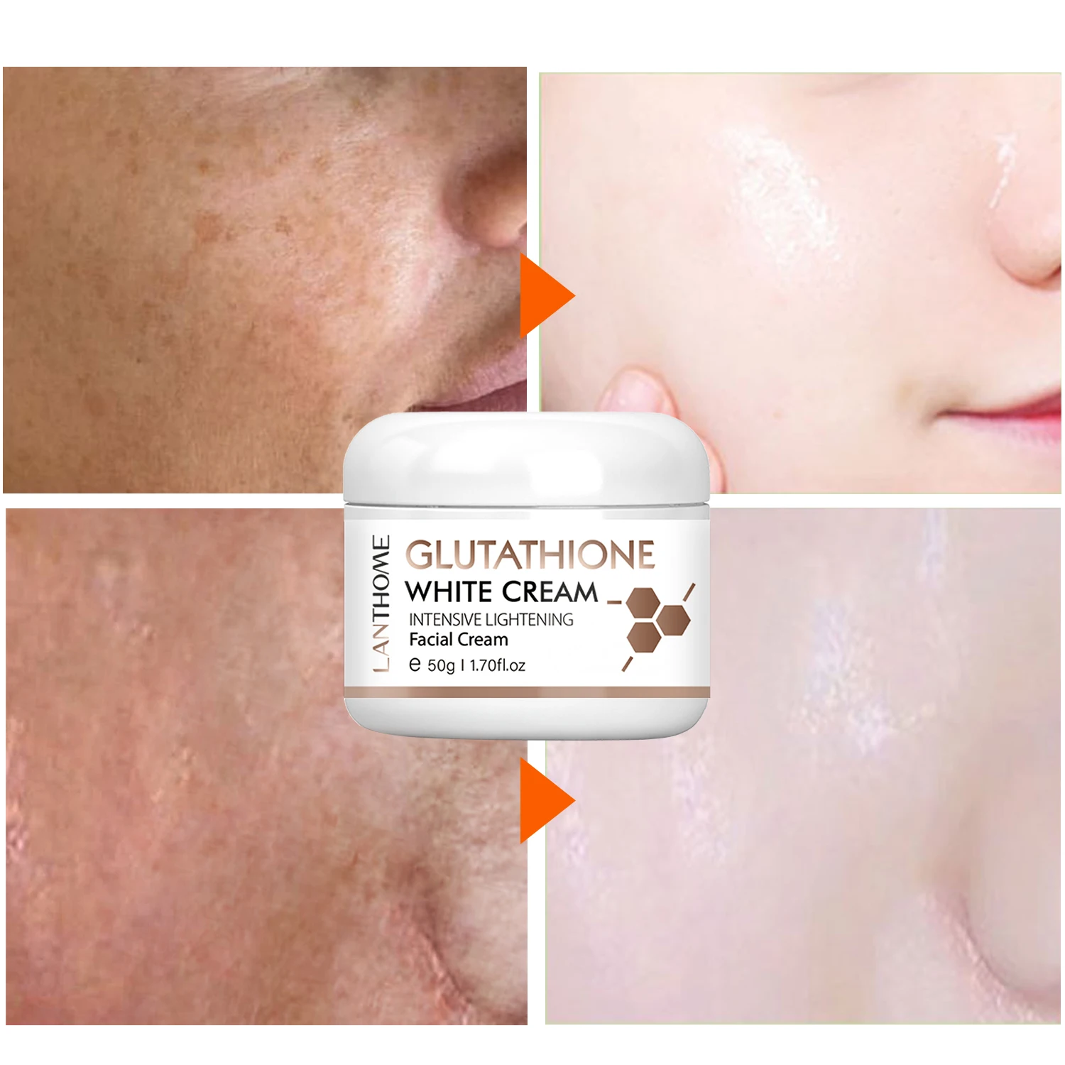 

Glutathione Skin Whitening Cream Freckle Lightening Bleaching Anti Aging Remove Dark Spots Skin Care Essential Facial Cream 50g