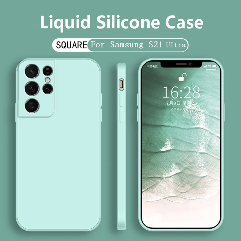

Square Liquid Phone Cover Case for Samsung Galaxy S20 S21 S22 FE Plus Ultra 5G Anti Shock Silicnoe Back Fundas S20Plus S21Ultra