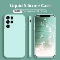 square liquid phone cover case for samsung galaxy s20 s21 s22 fe plus ultra 5g anti shock silicnoe back fundas s20plus s21ultra