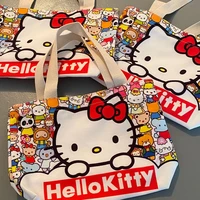 hello kitty bag canvas bag cartoon portable shoulder bag lightweight and large capacity shopping bag