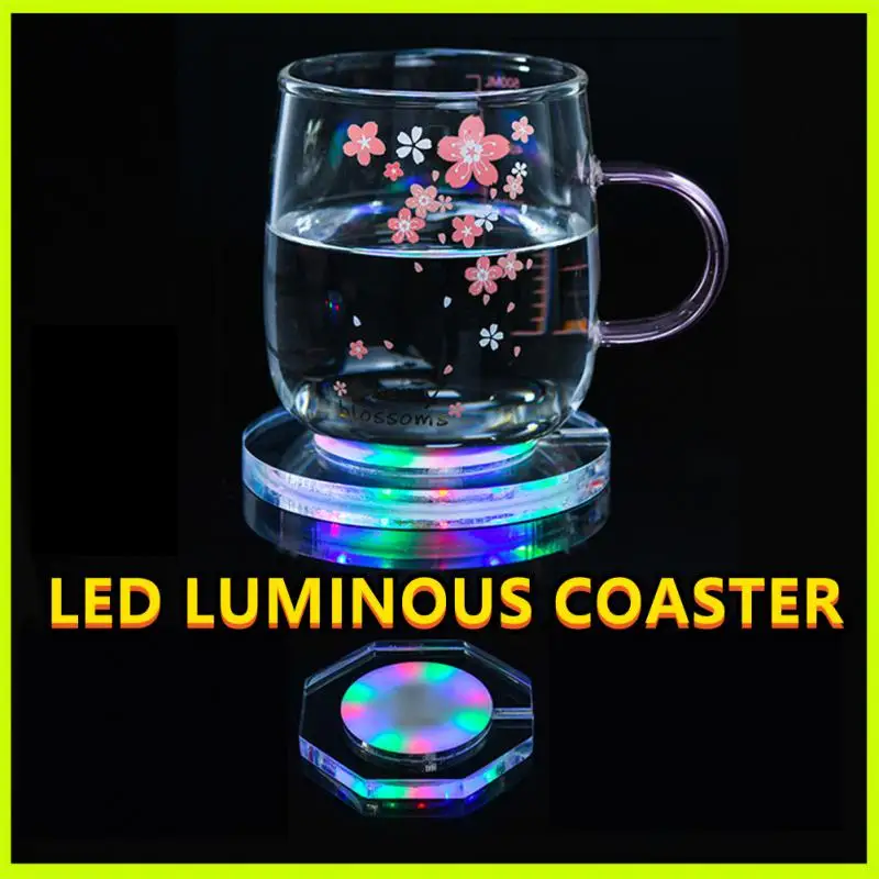 

Светодиодный светящийся подставка для бара, атмосферный светильник, блестящий прозрачный базовый Коврик, Настольный коврик, стеклянная по...