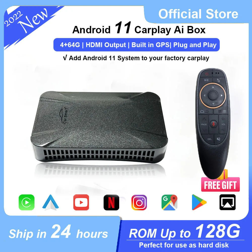 

Smart TV Box Car Multimedia Wireless Android Auto Apple CarPlay HD Output Netflix YouTube Play for Toyota Nissan Ford Mazda Audi
