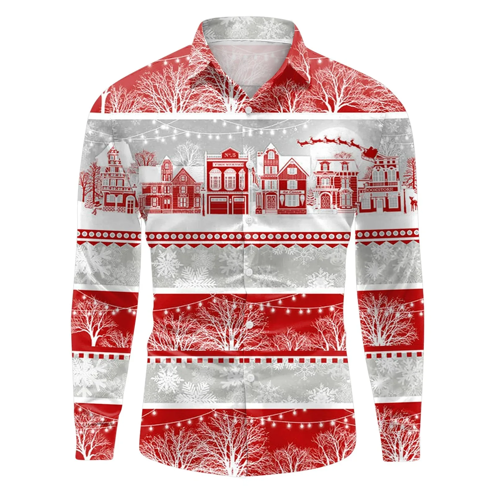 

Men's Winter Casual Funny Printed Lapel Long Sleeve Shirt Flower Art 3d Digital Print Korean Fashion Ethnic