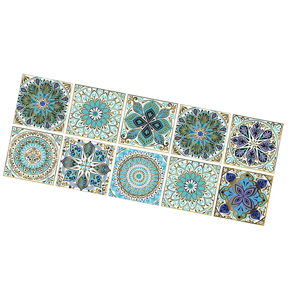 

10 Pcs Floor Tile Tile Tile Tile Home Decorsss For Home Peel And DIY Kitchen Wall Decor Supplies Mandala