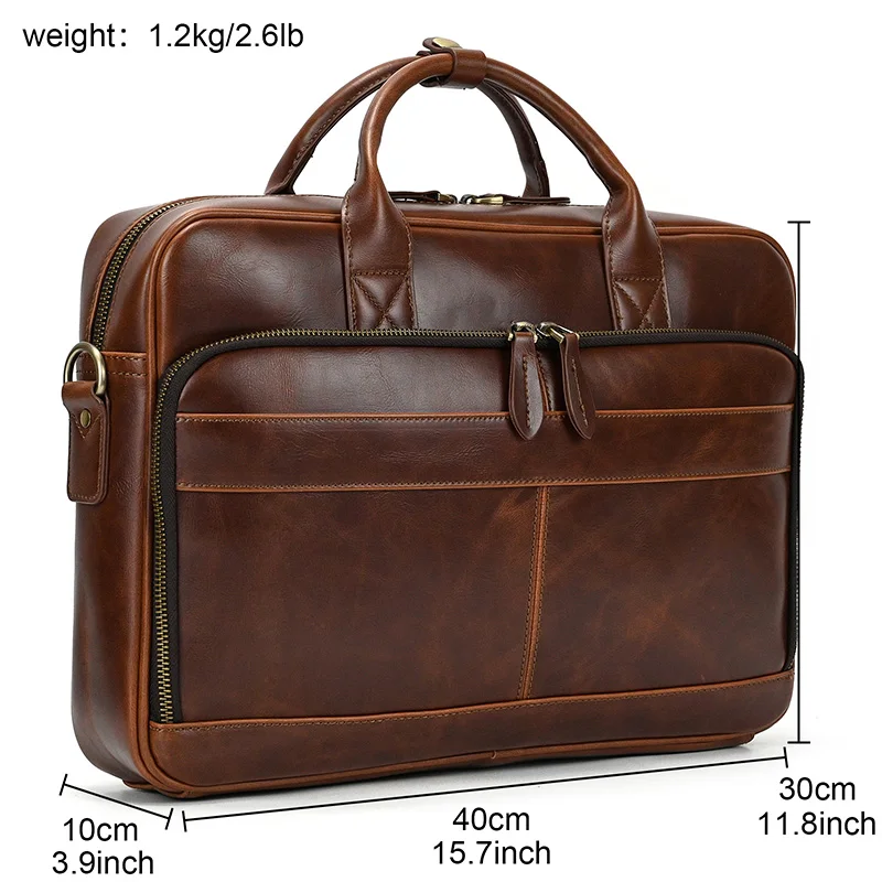 

Men Bag Leather Briefcase Shoulder Leather Document Handbag Business Bag Fashion 15 Portfolio Office Bag Inch Luufan Laptop Male