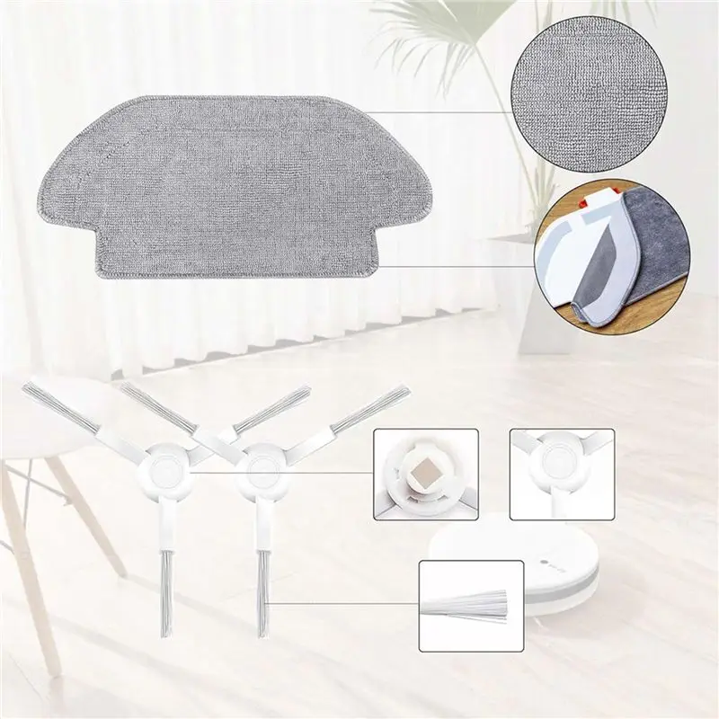 Фото Комплект ABJN-2 для робота-пылесоса Mi Robot Vacuum Mop 2S / Mop Pro / Mop P / Robot S12 / S10 EU / STYJ02YM: основная и боковые щетки, HEPA-фильтр, салфетка для влажной уборки №3