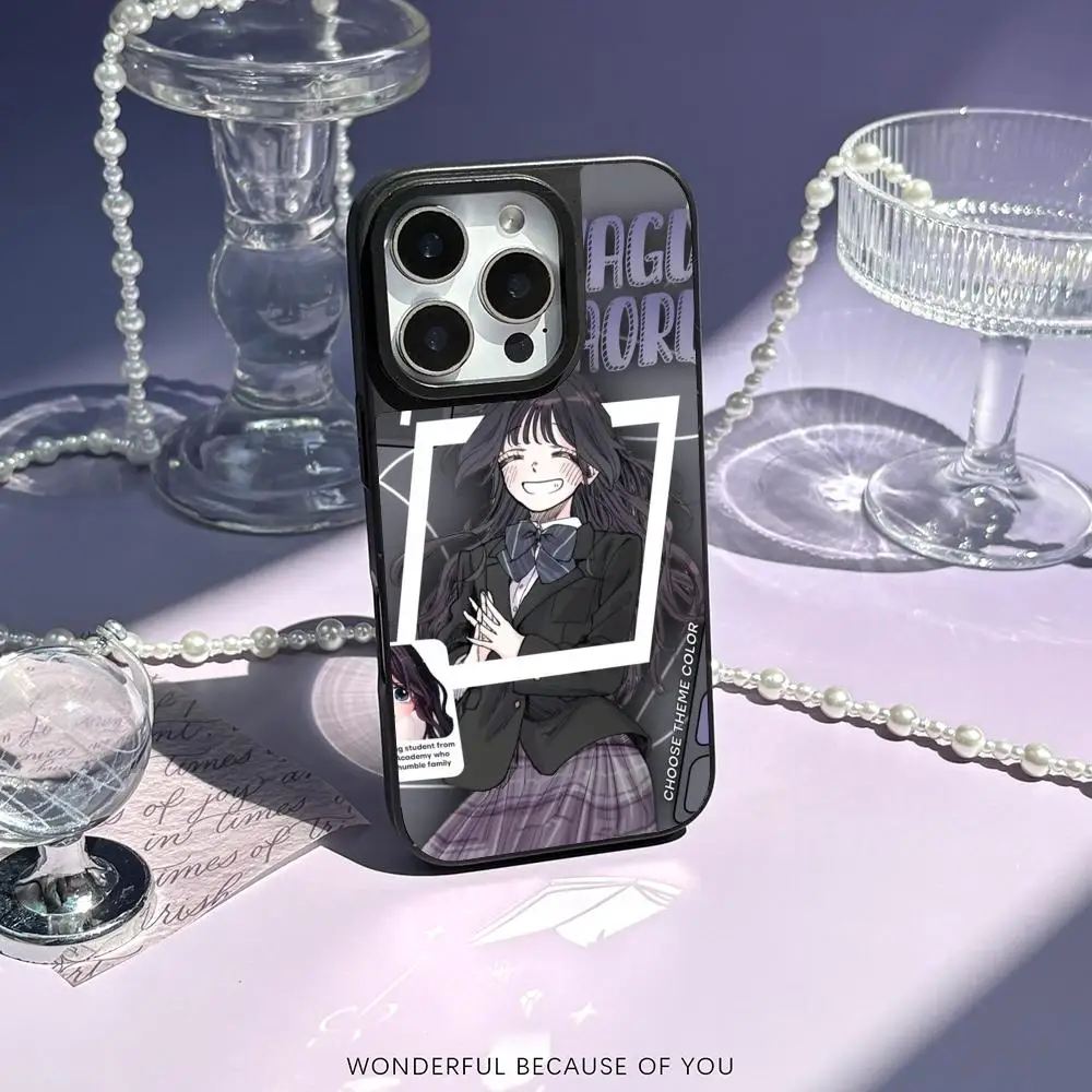Фото Чехол для телефона Kaoruko Waguri с милым японским комиксным принтом для iPhone 17 16 15 14 13 12 Pro Max, из овчины, с серебристой окантовкой, защитный №4