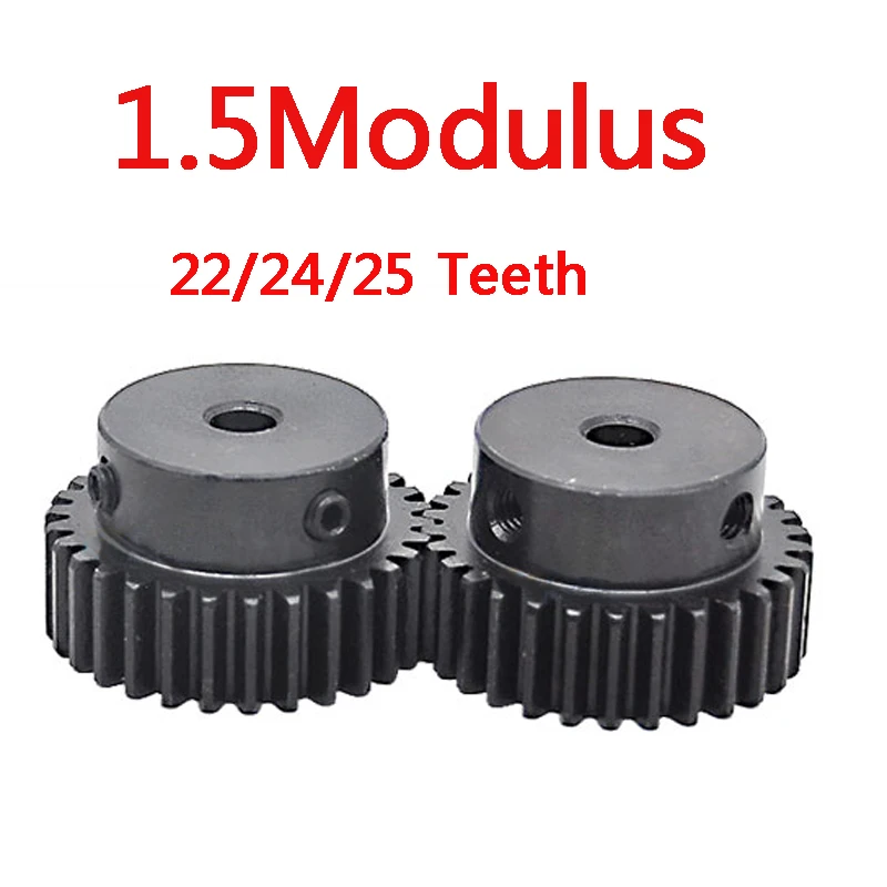 

1.5 Modulus Spur Gear Pinion Motor Boss Gear 1.5M22T 45 Steel Cylindrical Straight Gears 22/24/25 Teeth Tooth Height 15mm