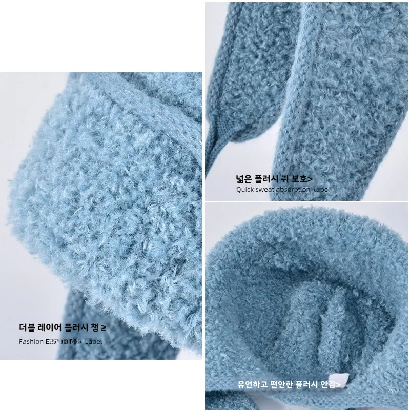 Теплая вязаная шапка женская осенне-зимняя модная универсальная с защитой ушей