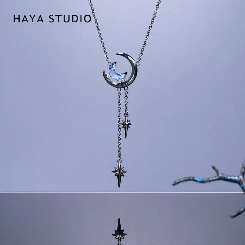 

Haya Studio Stars Moon Vintage Choker Necklace for Women Original Design Pendant Necklace Crystal Luxury Fine Jewelry For Gifts