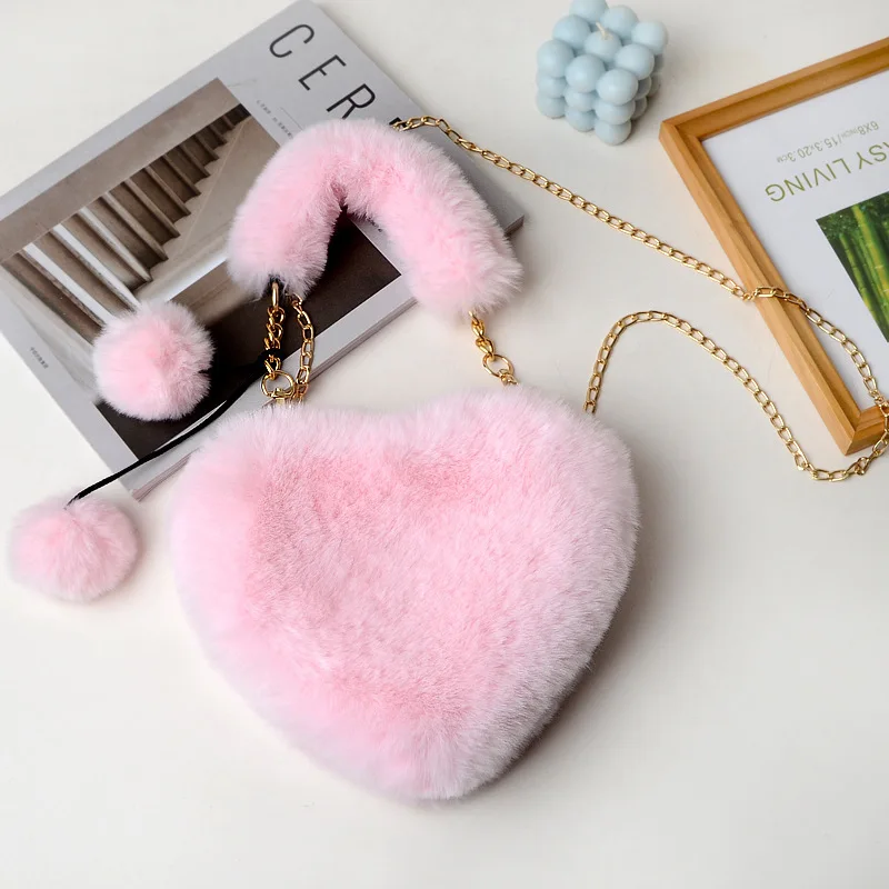 

Mobile Phone Bag, Plush Lovebag, Portable Peach Heartbag, Chainbag, One Shoulder Crossbodybag, Changebag