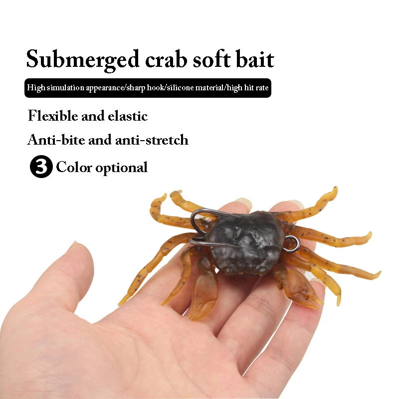 

10pcs 13cm 3D Simulation Crab Soft Bait with Sharp Hook Sea Fish Bait Crab Bait Buckle Sea Fish Tackle Tool