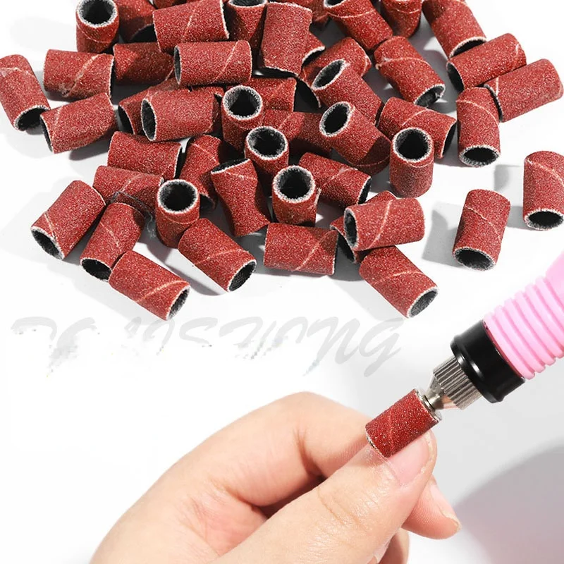

New Nail Grinding Head Advanced Sand Ring Grinding Machine White Pattern Brownish Red Black Nail Grinding Ring Box