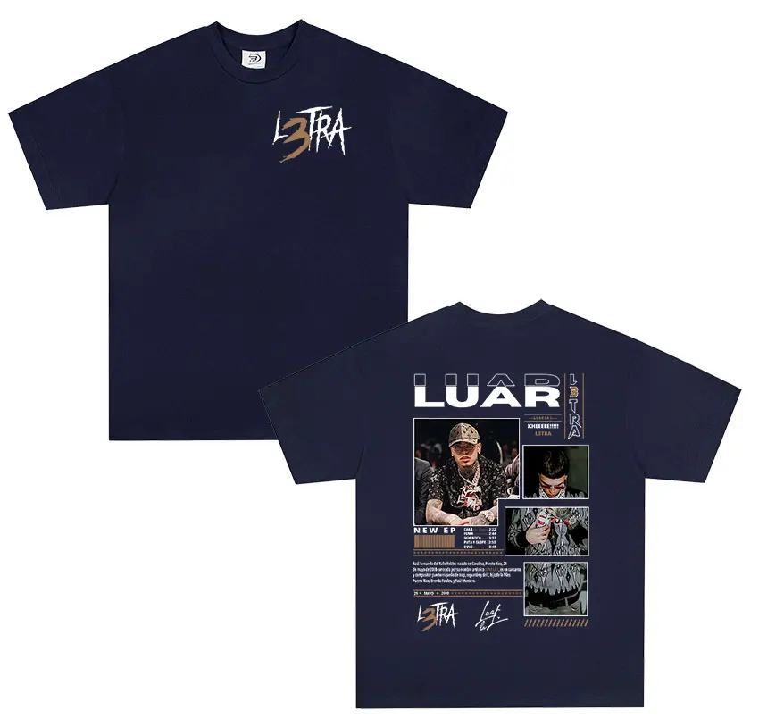 Рэпер Luar La L L3tra Tour 2025 Альбом Футболки Мужская хип-хоп готическая футболка 100%