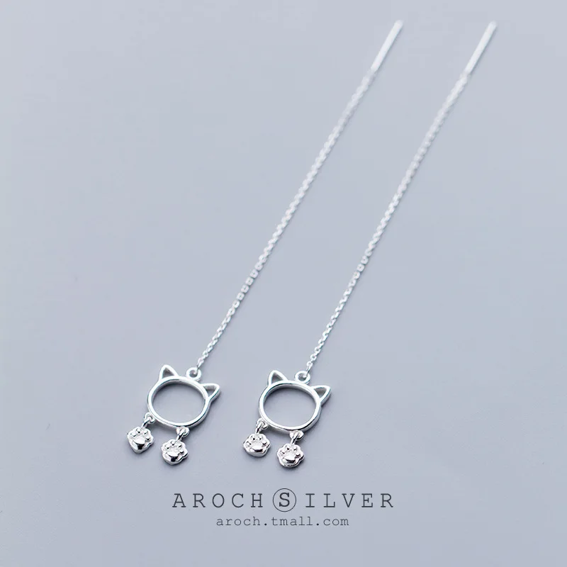 

Hanging Earrings Korean Style Fresh Cat Earrings Graceful and Cute Kitten's Paw Long Ear Line Hanging Earrings Jewelry