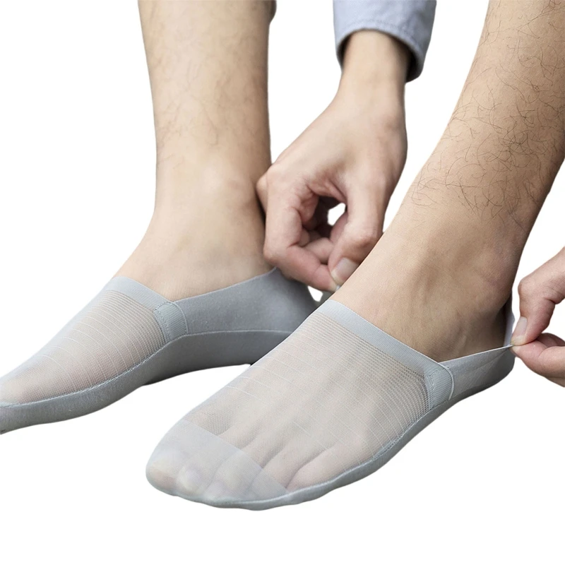 

Men Summer Mesh Ultra Low Cut No Show Boat Socks Breathable Seamless Invisible Silicone Non Slip Flat Thin Liner Socks