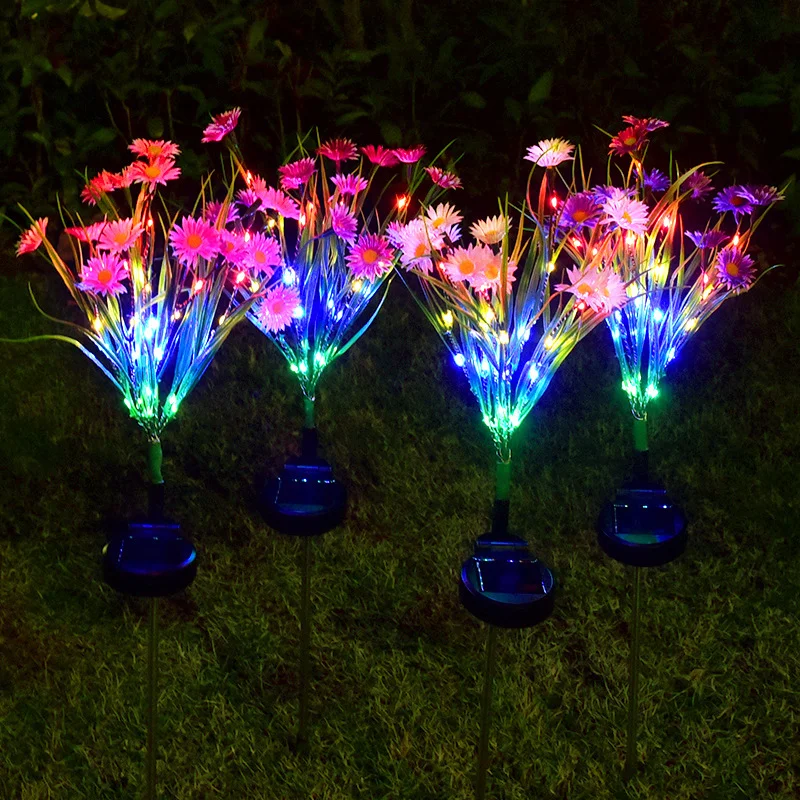 

Solar Simulation Wild Flower Lamp LED Colorful Chrysanthemum Outdoor Waterproof Courtyard Villa Garden Lamp Lawn Plug Light