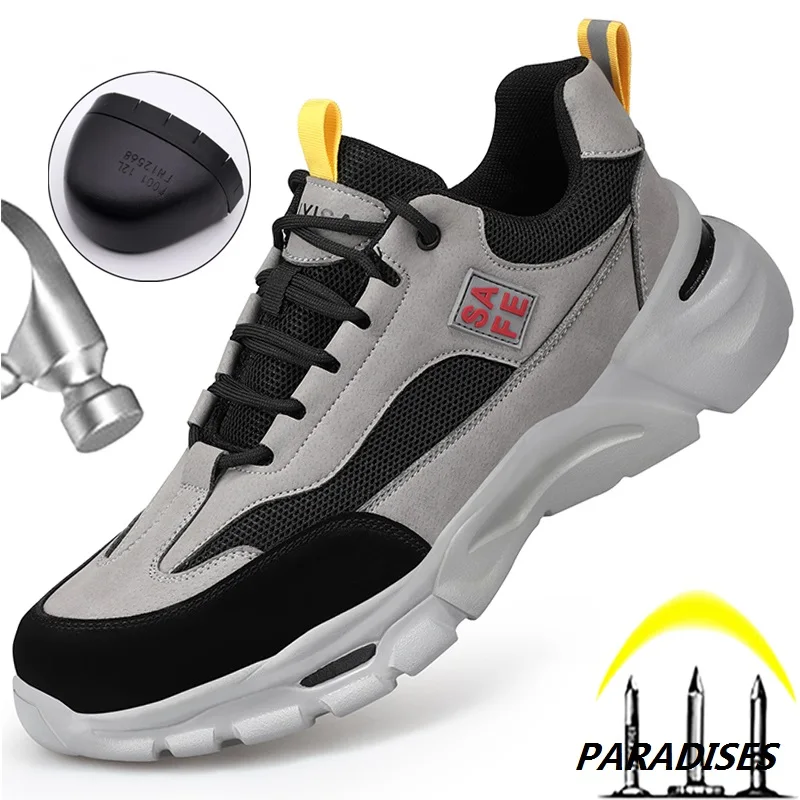 

New Safety Footwear Man Work Sneakers Anti-puncture Steel Toe Shoes Boots Work Protective Shoes Security Boots Lightweigh