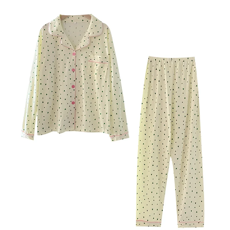 

Новинка весна-осень пижамный комплект женские брюки с длинным рукавом Кардиган Корейская версия милый и свежий стиль для студентов