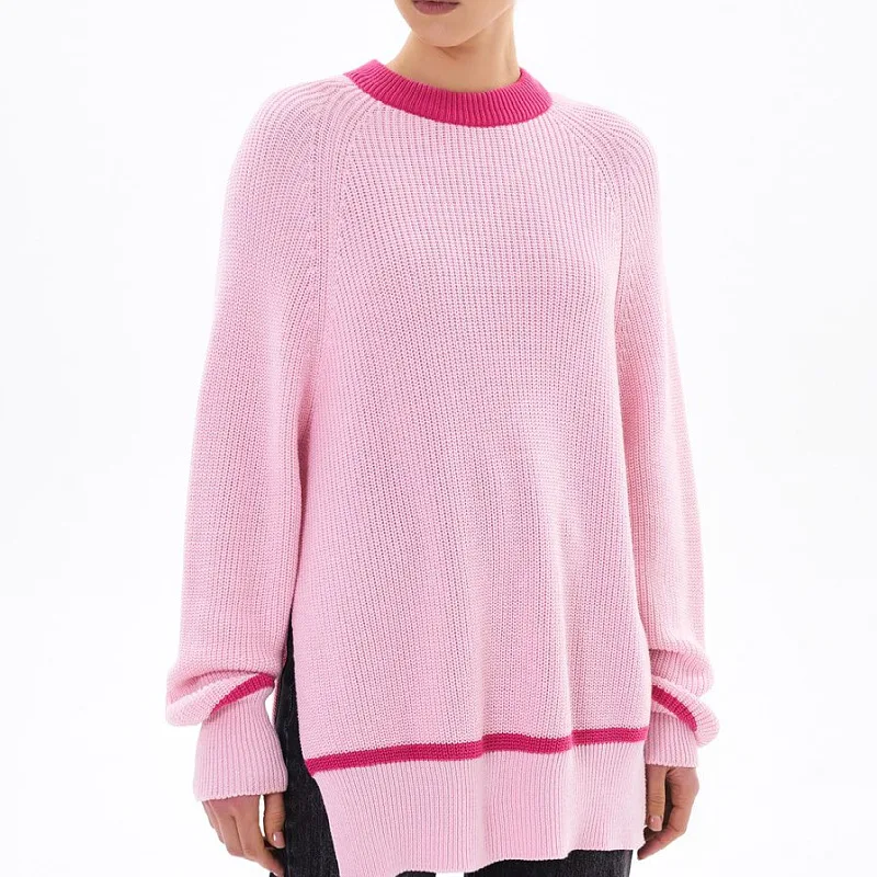 

Oversize Loose Casual Women Sweater Pullovers Winter Pink Color Full Sleeves Lady Jumpers Clothes
