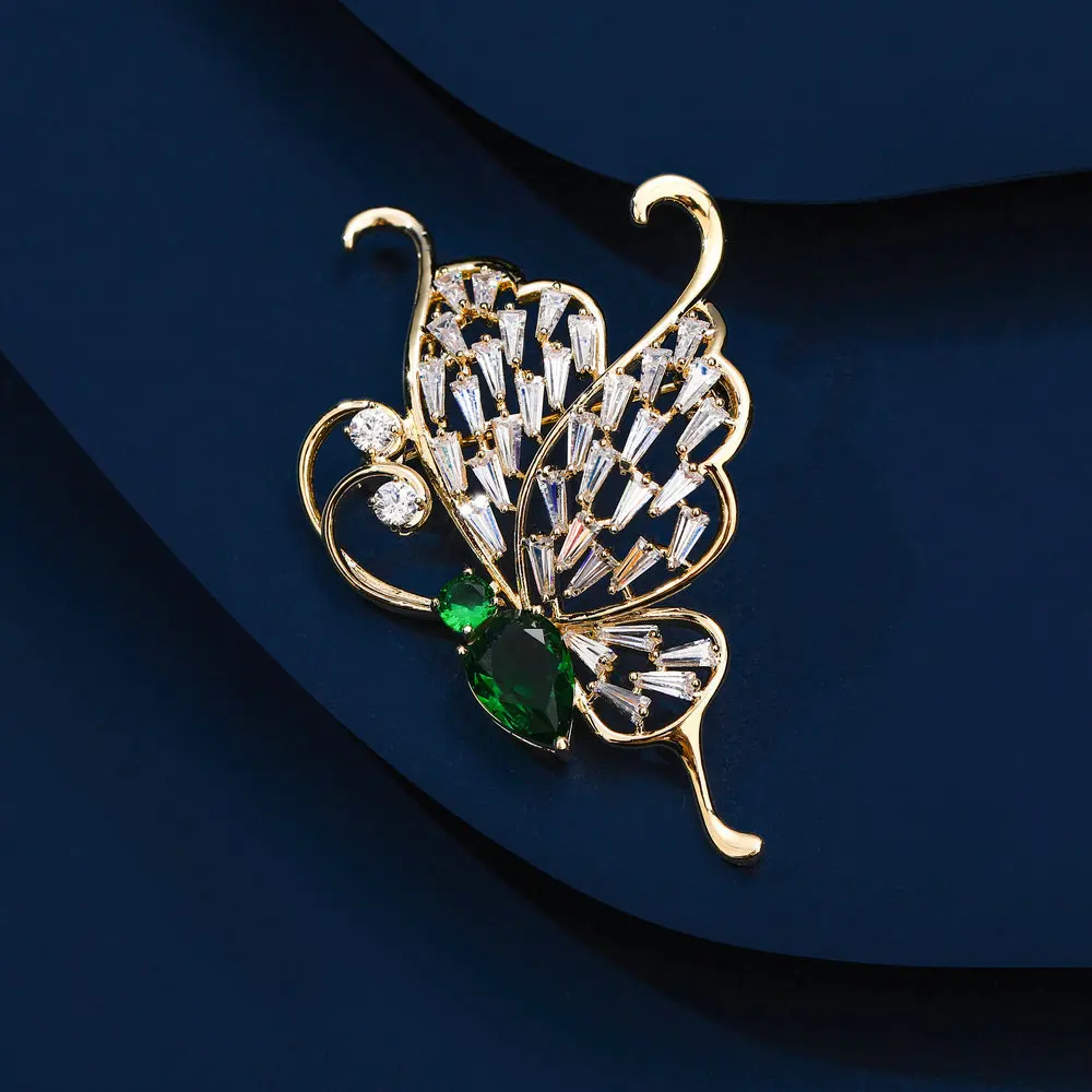 

Luxury Fashion High Quality Cubic Zirconia Butterfly Brooch for Women Men Banquet Prom Dress Suit Accessories Pins Badges Gifts