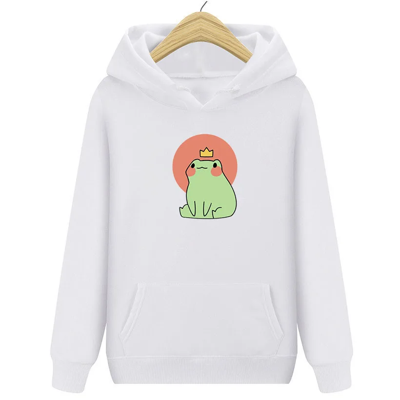 

Женский флисовый свитшот с принтом лягушки, на осень/зиму