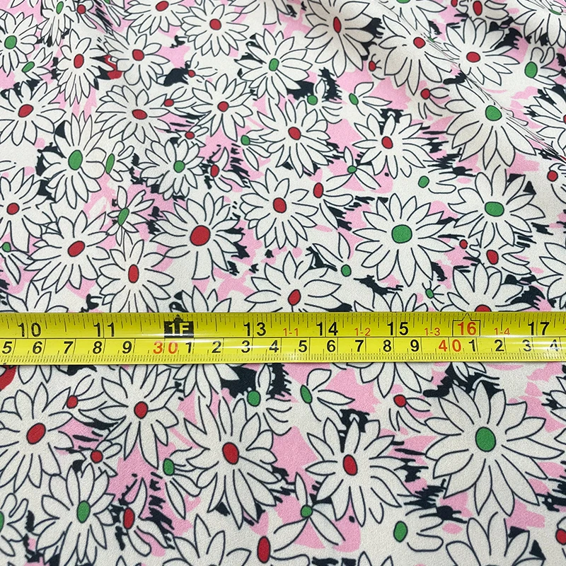 Brand Fashion Design Fabric Pink Chrysanthemum Print Polyester Shirt Fabrics Cloth for Dress Sewing Material by the Yard |