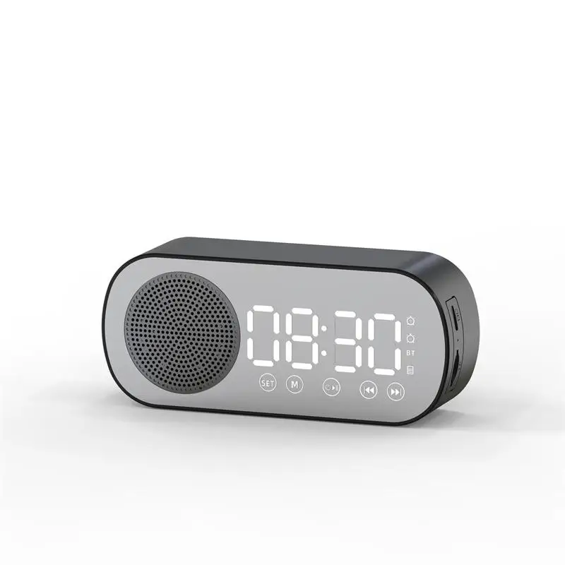 

Led Mirror Alarm Clock Wireless Bluetooth 5.0 Hifi Speaker Subwoofer Portable Audio Table Digital Clock for Home High Quality