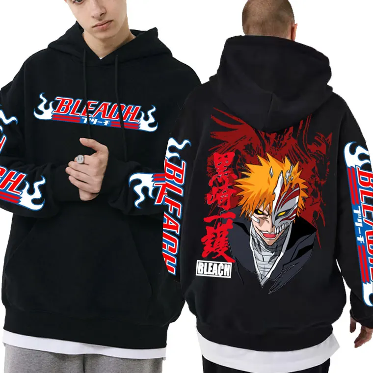 

Japanese Anime Bleach Kurosaki Ichigo Hoodie Men's Harajuku Manga Vintage Streetwear Men Women Fashion Casual Oversized Hoodies
