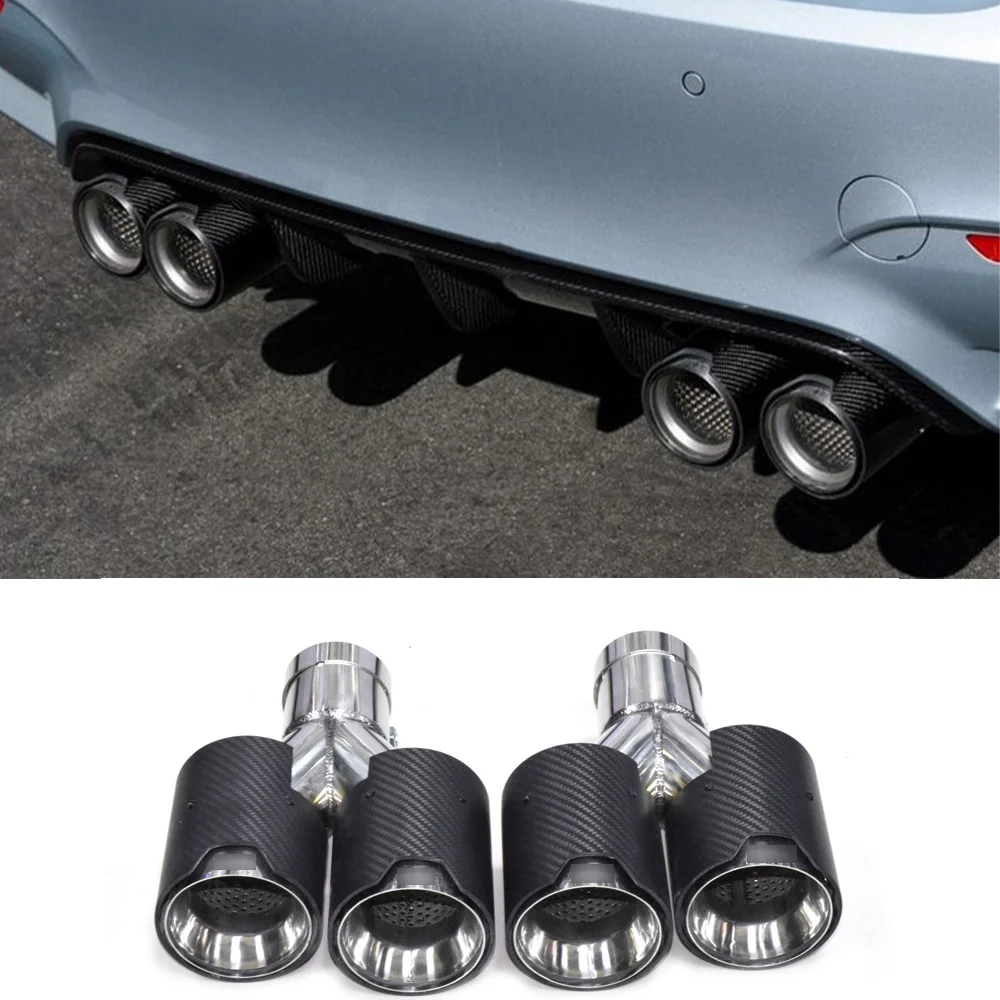 

For BMW Exhaust Tip 1 Pcs Car Exhaust Pipe M Performance Carbon Fiber muffler Y Shape Dual Tailpipe Nozzle Inlet 51 60 63 70mm