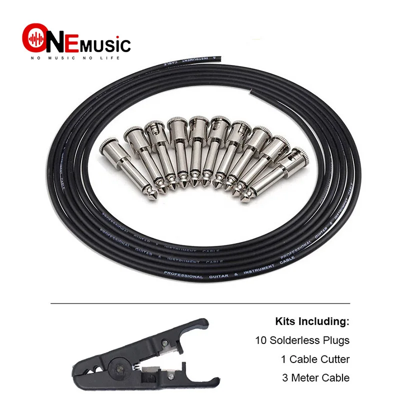 

DIY Guitar Pedal Patch Cable Solder-free Pedal Board Copper Cable Kit 10ft 10 Strait Audio 6.35 Plugs For Effect Pedal