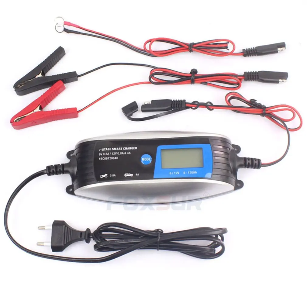 

FOXSUR 6V 12V Motorcycle & Car Automatic Smart Waterproof Battery Charger EFB AGM GEL Pulse Repair Battery Charger