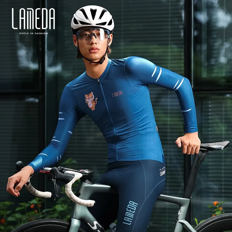 

Lameda spring summer autumn cycling clothes men's long sleeved top road mountain bike quick drying sweat wicking Sweatshirt