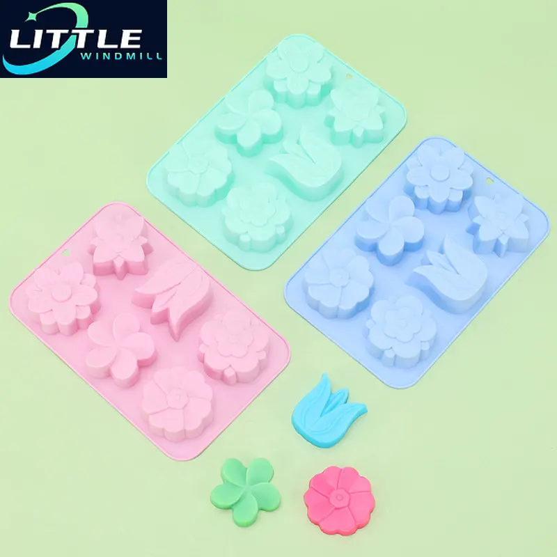 

Flower Shaped Silicone Soap Mold Handmade Candle Mould Chocolate Biscuit Cake Decoration Molds for Baking Craft