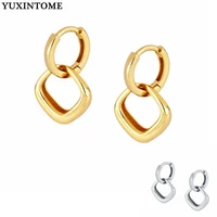 geometric 925 sterling silver ear needle chain hoop earrings minimalism fashion trend ear buckle gold earrings for women jewelry